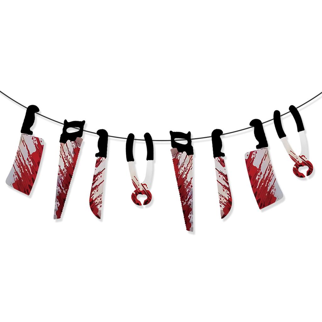 Halloween Paper Blood Knife String Latte Happy Halloween Grim Reaper Tombstone Cake Plug-In Set