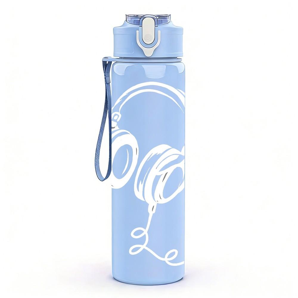 1PC Soft Woman Face Minimal Sketch Print 750ml Color Plastic Sports Water Bottle Leakproof Flip Straw Lid Suitable for Sports Office Home Use