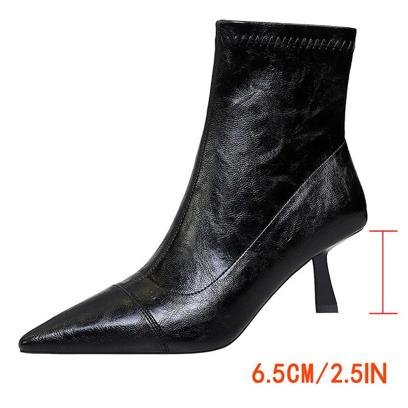 2025 Autumn Winter Shoes leather boots Women shoes side zipper Ladies ankle boots Pointed high-heeled boots Stiletto Short boots