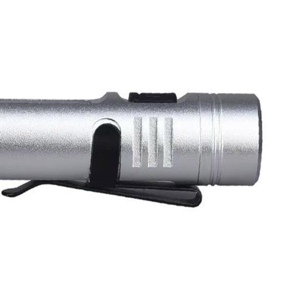 Rechargeable Flashlight Hands-Free LED Torch with Magnetic Base And Rear Buckle 500 Lumens High Power Mini Light for Camping Hiking Travel