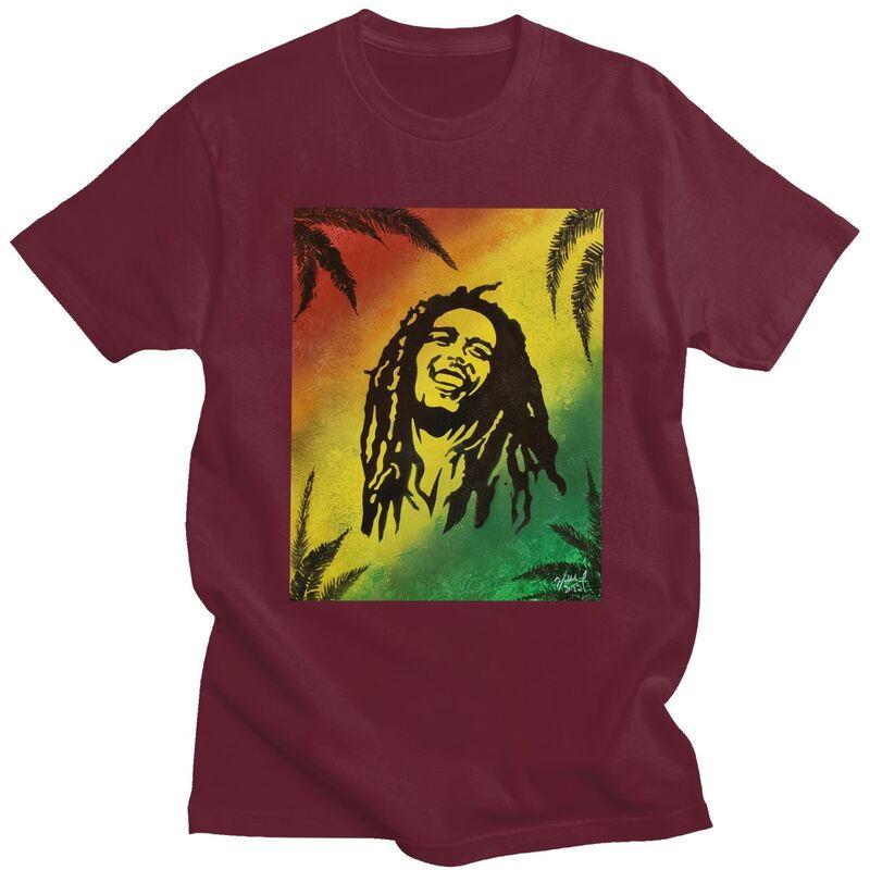 Custom Jamaica Reggae Rock Bob Marley T Shirts for Men 100 Cotton Tee Tops Tshirt Casual Tshirt Clothes