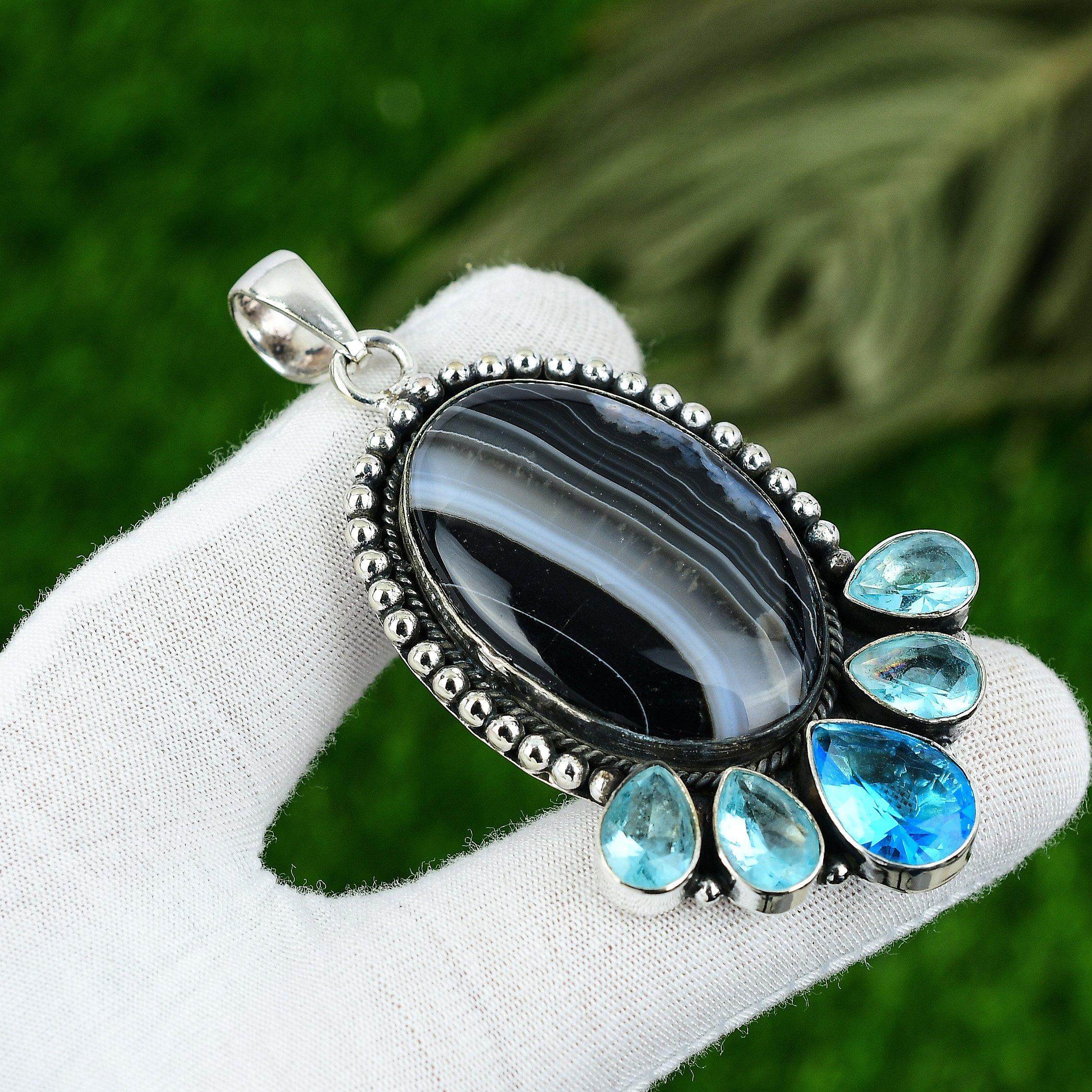 

Anniversary Gift For Her Natural Sardonyx Gemstone Pendant 925 Sterling Silver