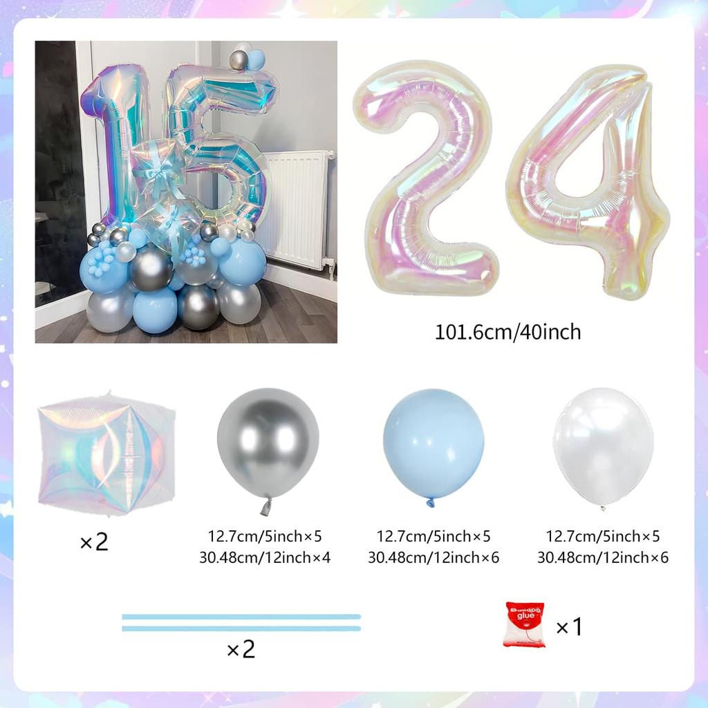 Colorful Rainbow Balloon Set Digital Transparent Colorful Aluminum Film Balloon Commemorative Day Birthday Party Decoration