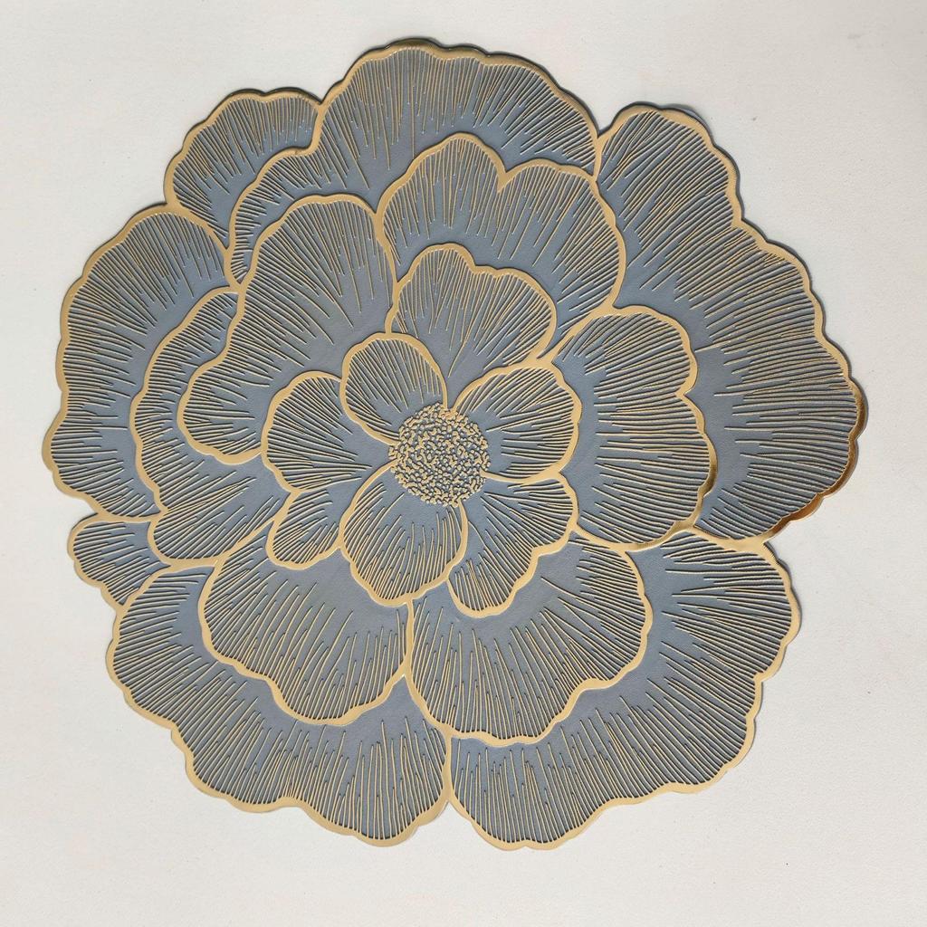 Luxury Peony Flower PVC Placemat: Heat-Resistant, Waterproof, and Oil-Proof.