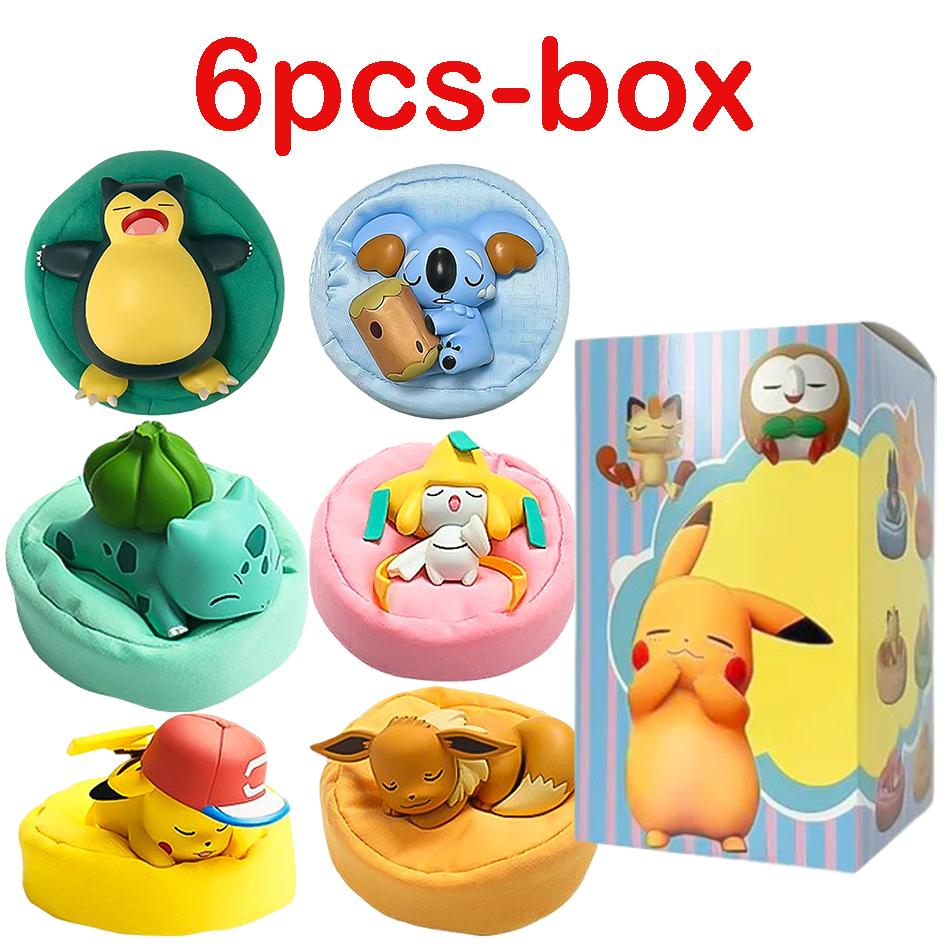 1-12pcs Pok  mon  Pikachu  Action Dolls  Anime sleep Series Desktop Decorations Pok  mon Toys ornament Birthday Gif