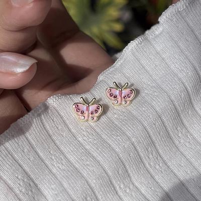 Dolci Orecchini a Lobo a Farfalla Gocciolanti di Olio Rosa Donna Delicati e Carini Squisiti Moda Personalità Eleganti Versatili