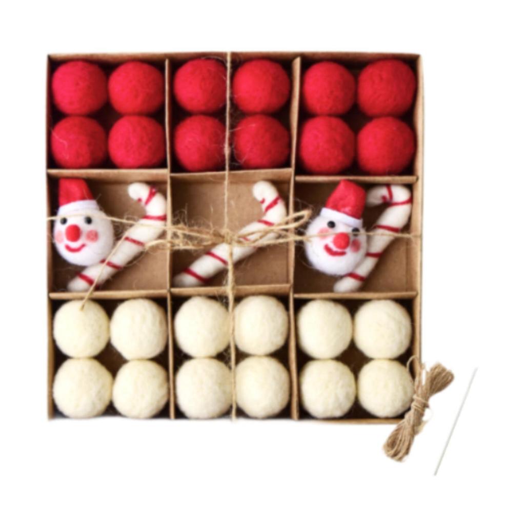 DIY Christmas Felt Ball Garland Set Cute Pom Pom Garland Christmas Ornaments for Wall Holiday Fireplace Living Room New Year