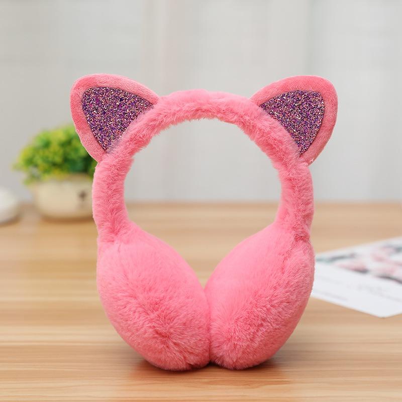 Playful Girls Ear Muffs Cold Protection Warm Hot Lovely Winter Warm Cat Ear Warmers Glitter Ears Plush Earmuffs for Women EZr02