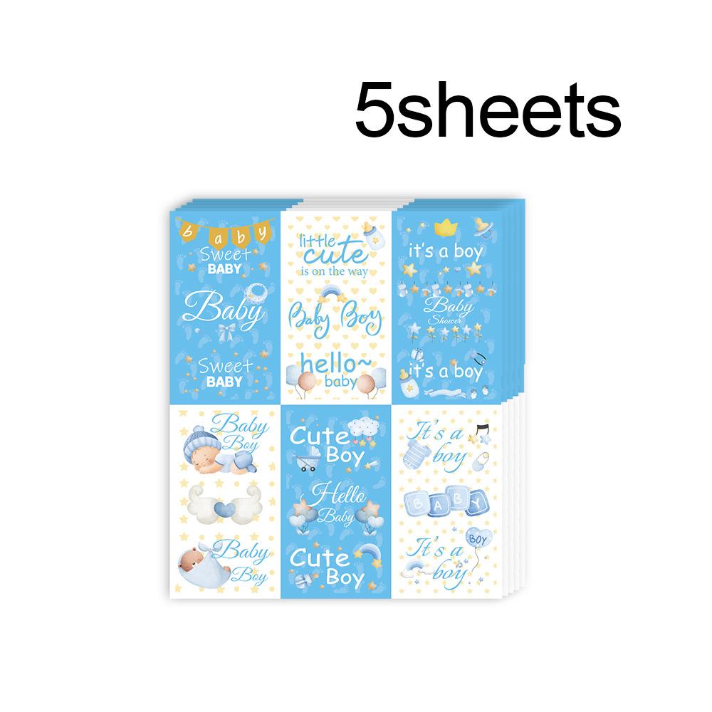 

5 листов наклеек для детского душа, этикетки для конфет для определения пола, креативные шоколадные печати для украшения и подарков для вечеринки в ванной 14x12cm