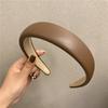 Vintage Pu Leather Thick Sponge Headband for Women Girls Korean Solid Color Wide Hair Hoop Headband Headwear Hair Accessories