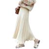 High-Waisted Long Knit Midi Skirt with Inner Layer - Winter & Autumn Style