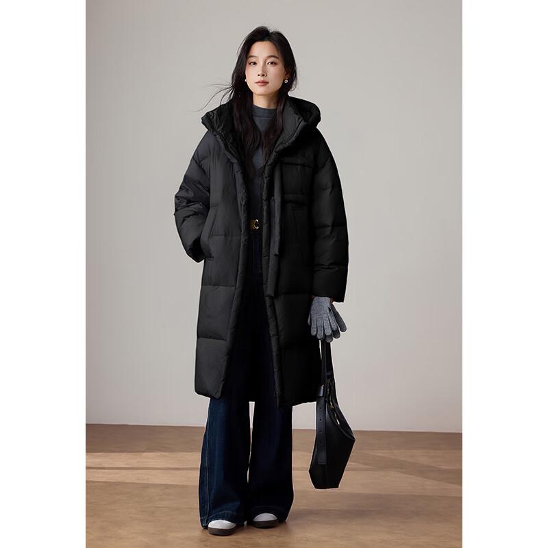 

VICTORIA&VERA Women s 3D Tassel Hooded Long Goose Down Jacket M