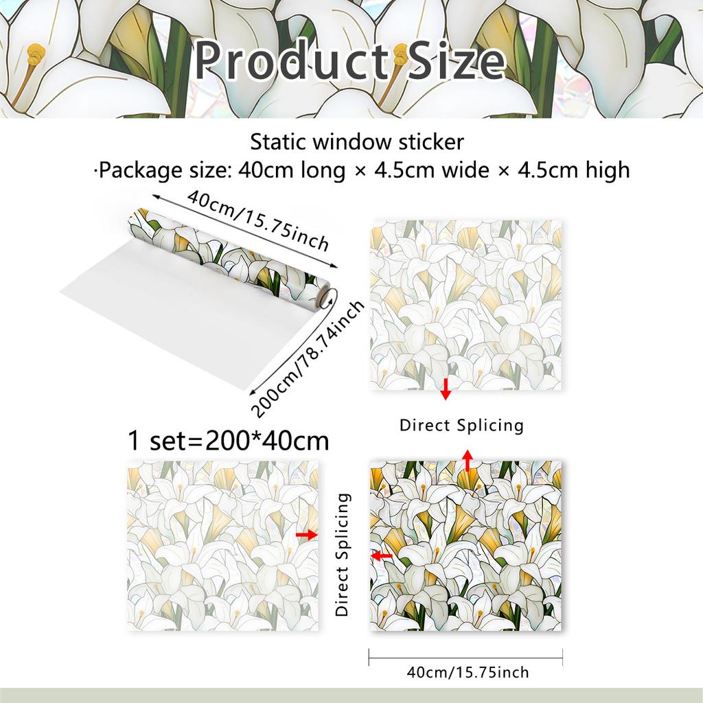 Xc3033 Colorful Lily Glass Window Sticker Sunshine Colorful Window Sticker Home Decoration Wall Sticker Static Sticker Removable
