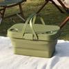 Waterproof Camping Basket Outdoor Camping Folding Storage With Folding Small Table Board With Lid Large Capacity Picnic Basket