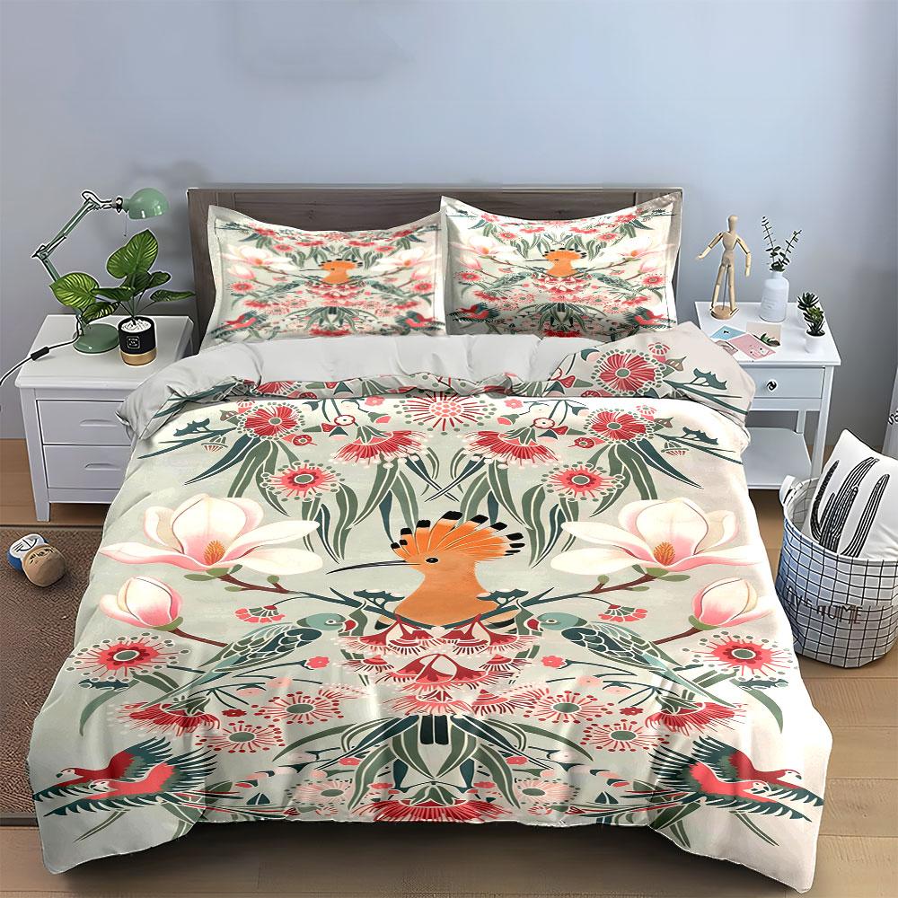 Birds, Flowers, and Leaves. Bedding Sets Duvet Cover Sets Duvet Covers Pillowcases(1 * Duvet Cover 2 * Pillowcases, Without Duvet Insert)