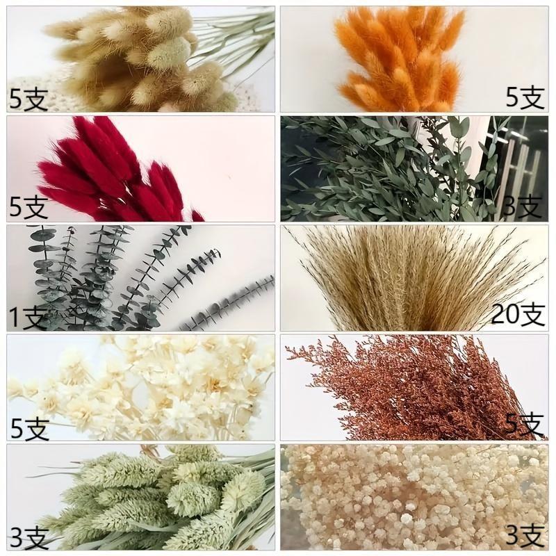 80pcs Pampas Dried Flowers Bunny Rabbit Tail Grass Bouquet Boho Home Marrige Decor Fake Flower Pampa Wedding Festival Decoration
