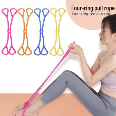 Macaron Color 4-Ring Resistance Band for Hands, Feet, Shoulder, Chest, and Back Yoga Assistance