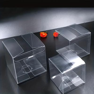50pcs, Square Clear Plastic Pvc Packing Box for Chocolate Jewelry Display Wedding Birthday Party Supplies Plastic Cake Boxes