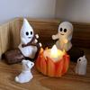5PCS LED Candle Ghost Bonfire Ornament Set Cartoon Ghost Campfire Flickering Ornament  Desktop