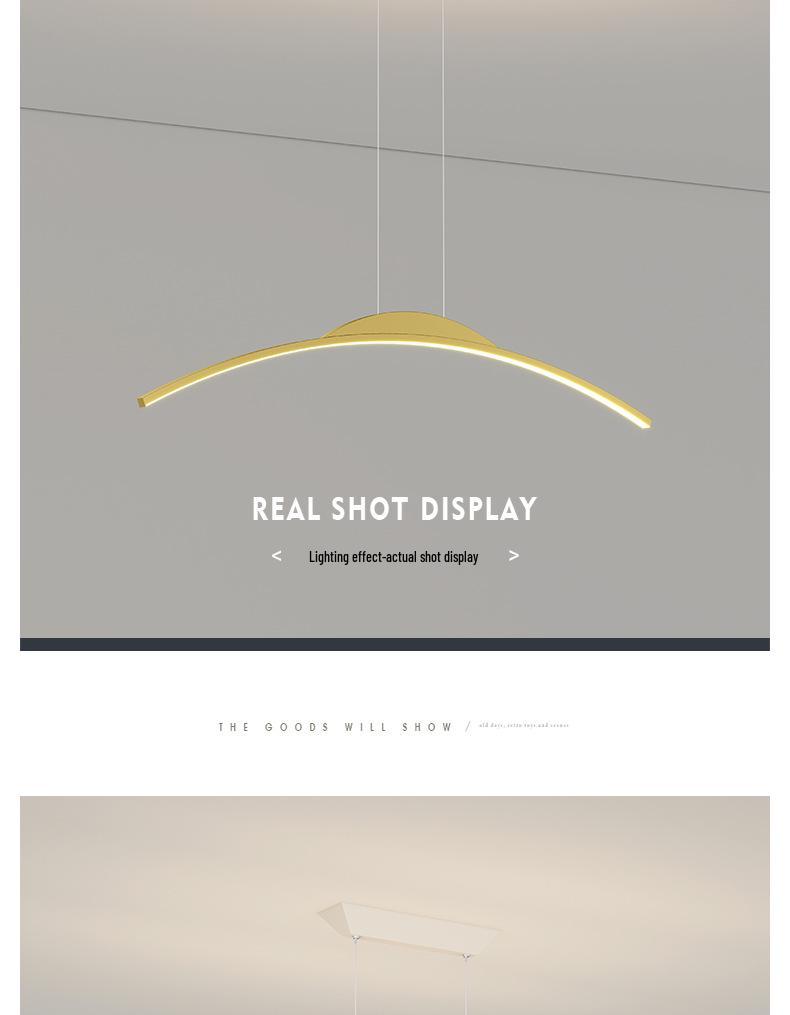 Nordic Minimalist LED Pendant Light - Sleek, Single-Line Design for Dining Room, Study, Bar, or Office.