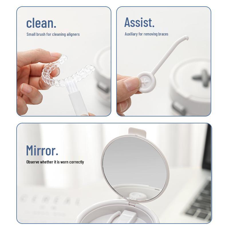 Braces Storage and Remover Box: Portable, Multi-functional with Mirror