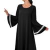 Patchwork White Lace Trim Crew Neck Split Flowy Midi Dress, Popular in Middle East Dubai for Women