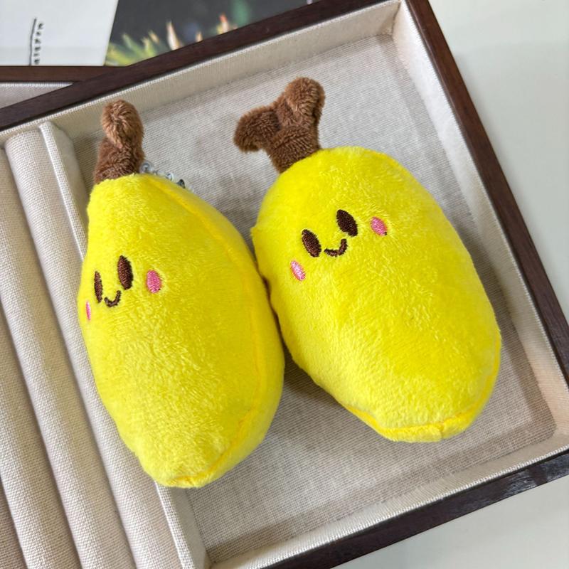Blushing Banana Plush Toy Keychain Cartoon Banana Soft Stuffed Doll Pendant Car Key Ring Backpack Bag Decor Kid Gift