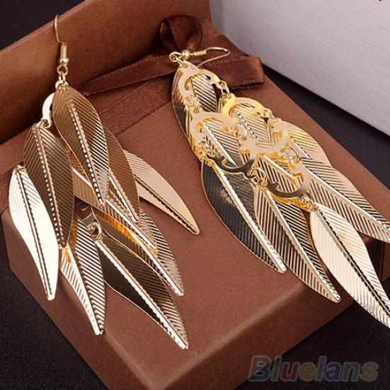 Dámské lineární náušnice v retro barokním stylu s vrstvenými listy