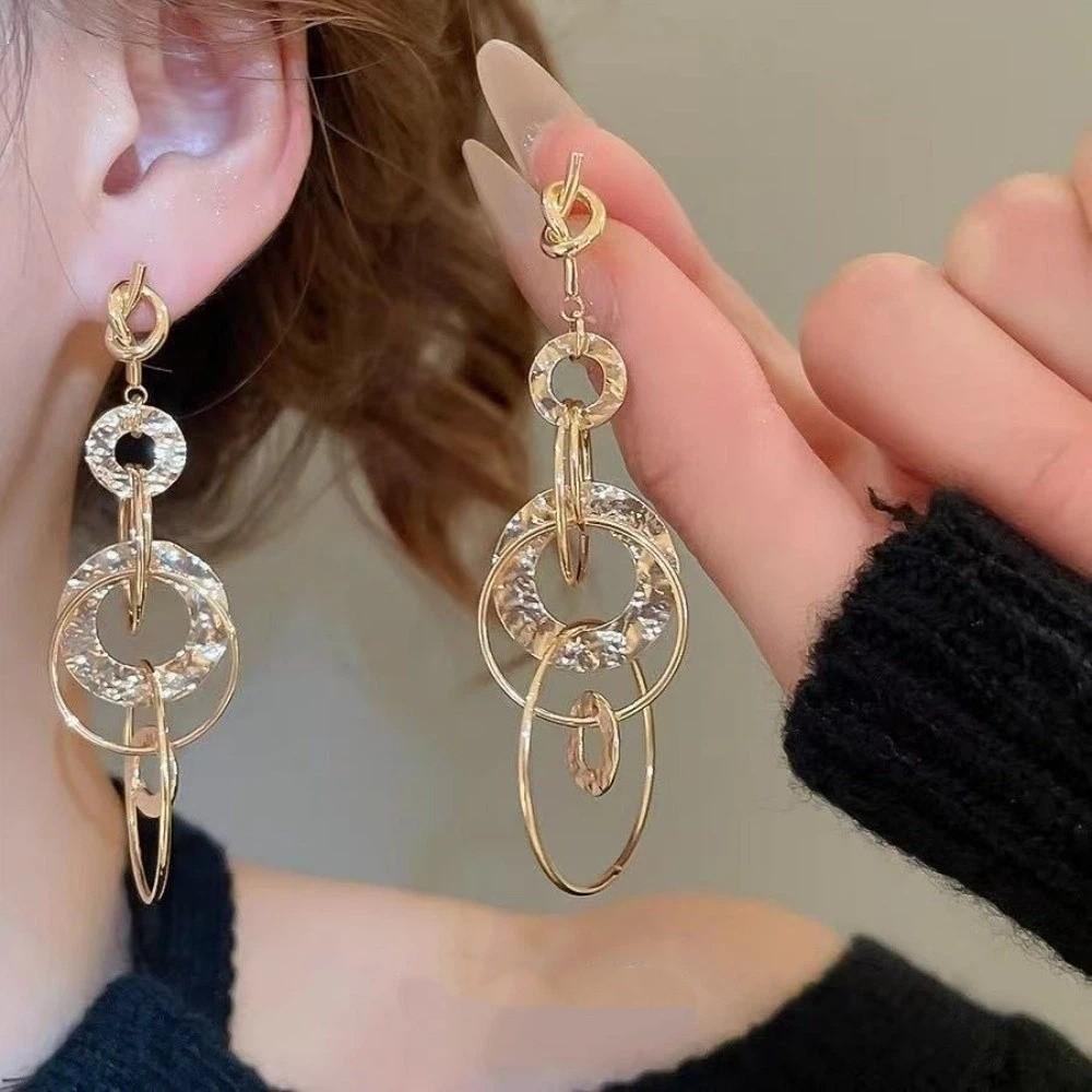 Multi-layers Pendant Earrings Long Chain Dangle Earrings Creative Ear Accessories  Date Night