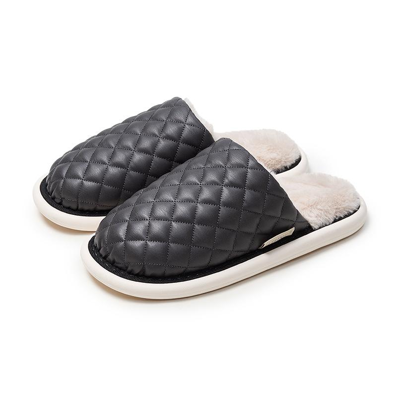 fine-tuned men's cotton slippers autumn and winter couple home indoor warm office wooden floor anti-splash water non-slip women
