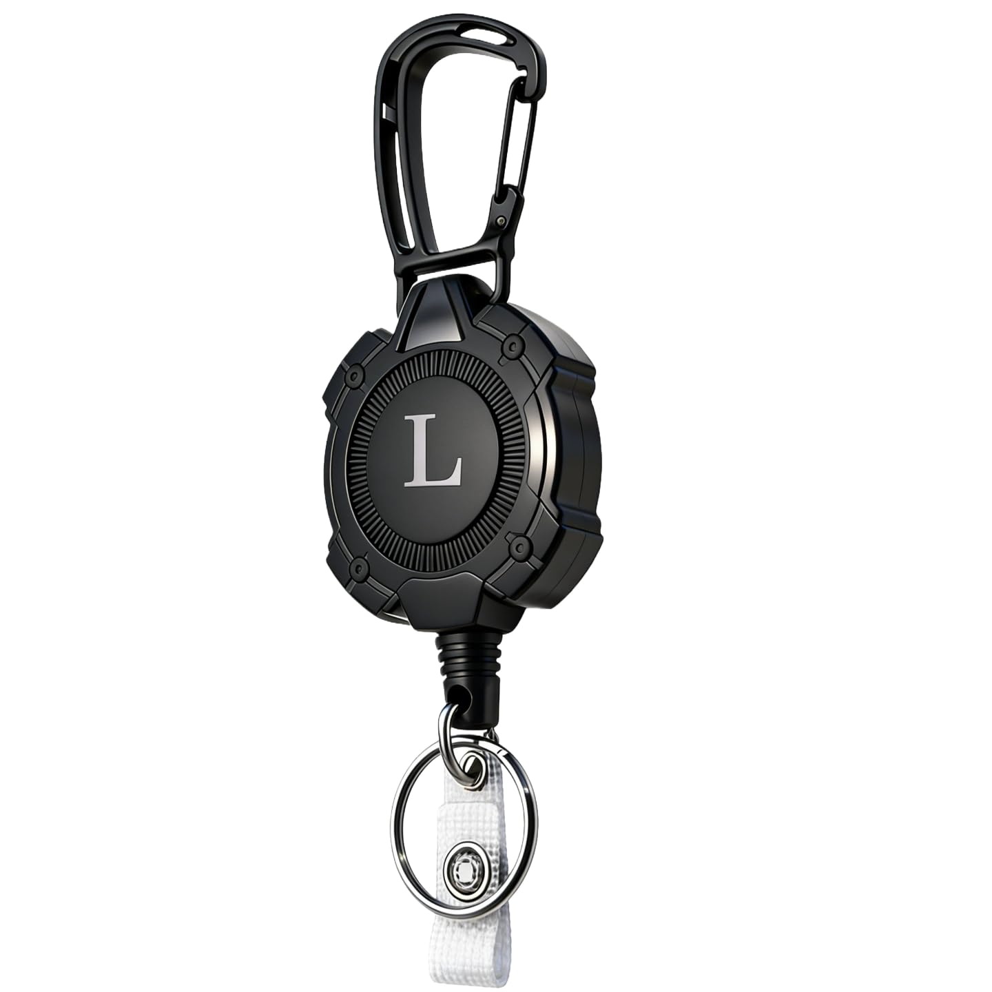 

Liangery Reel Stretchable Keychain with Metal Fittings and Carabiner for 2026 300g Stretchable Load Key Metal 80cm Reel Key Loss Ultra Black Keychain, чорний