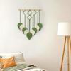 Natural Cotton Macrames Wall Art Leaf Pattern Hanging Decoration with Fringes For Home Interior Bedroom Nursery Decors