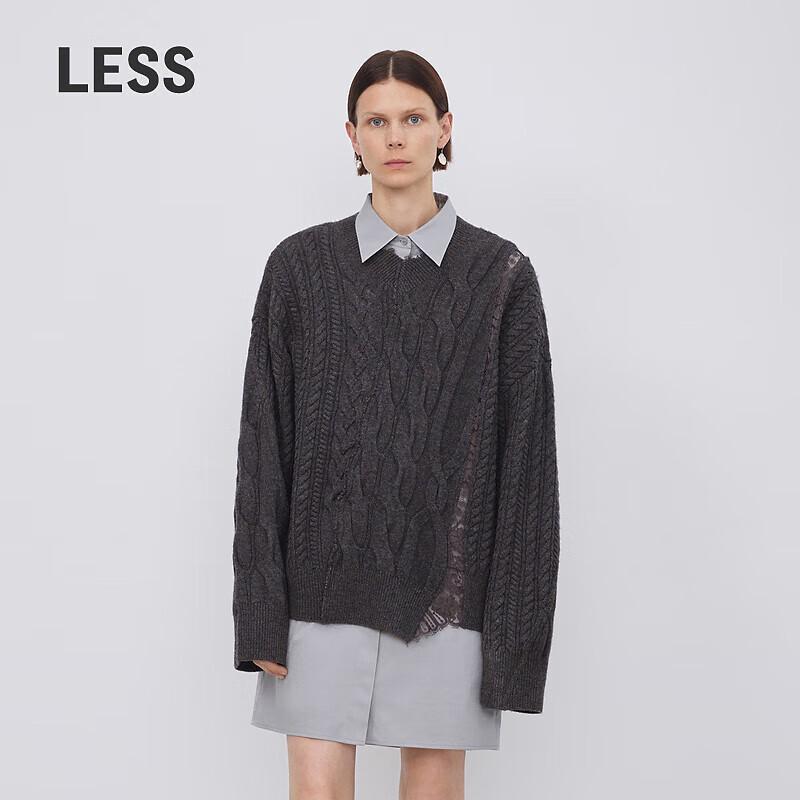 LESS 2023 Autumn V-Neck Cashmere Blend Pullover Sweater