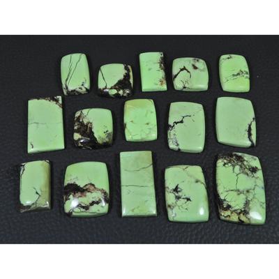 274Cts. Natural Lemon Chrysoprase Octagon Cabochon Loose Gemstone 15Pcs Lot C-2495