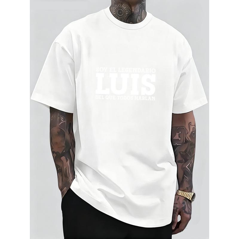 European Size Men S Oversized Soy El Legendario Luis Graphic T-Shirt, Spanish Attitude Streetwear Tee S белый