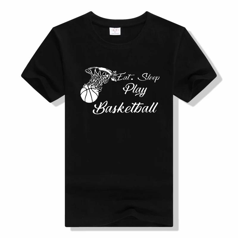 Funny Eat Sleep Basketball Repeat T Shirts Graphic Cotton Streetwear Short Sleeve Birthday Gifts Summer T-shirt Round neck tee