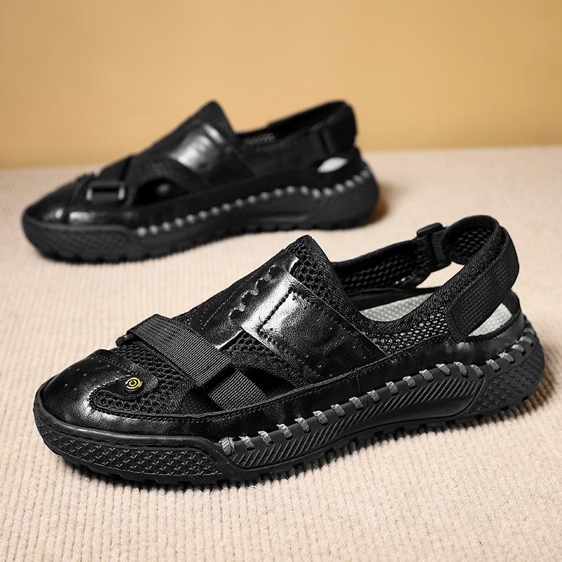 Foreign Trade Explosion, One-pedal Bag Head Cool Slippers 2025 Summer New Men's Breathable Casual Beach Shoes
