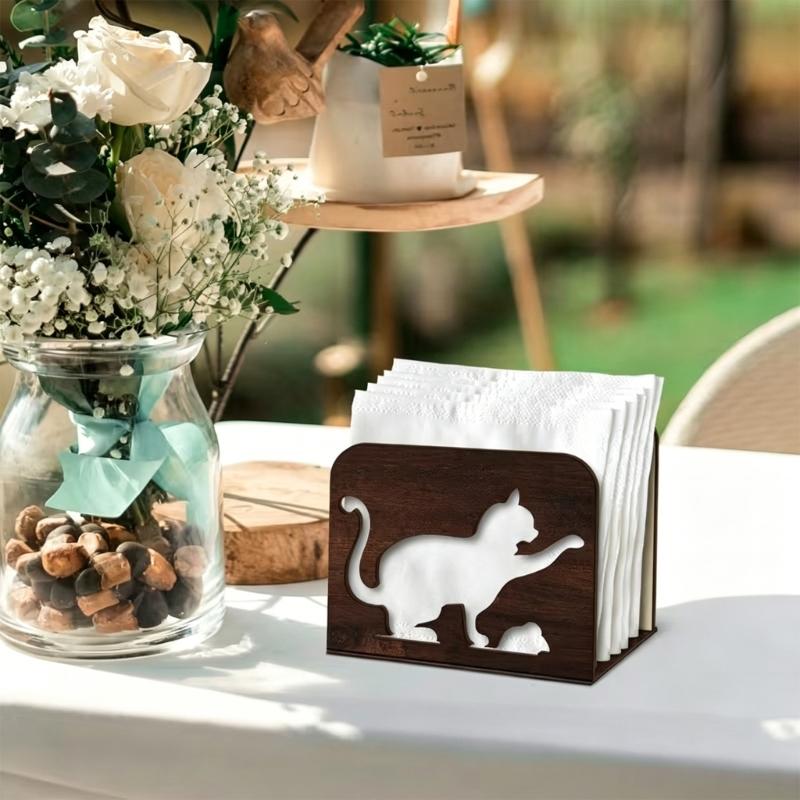 Dekorativer Holz-Serviettenhalter mit filigranem Ausschnittdesign Küchen-Papiertuchspender Tischdekoration für Partys Geeignet für Büros und Cafés