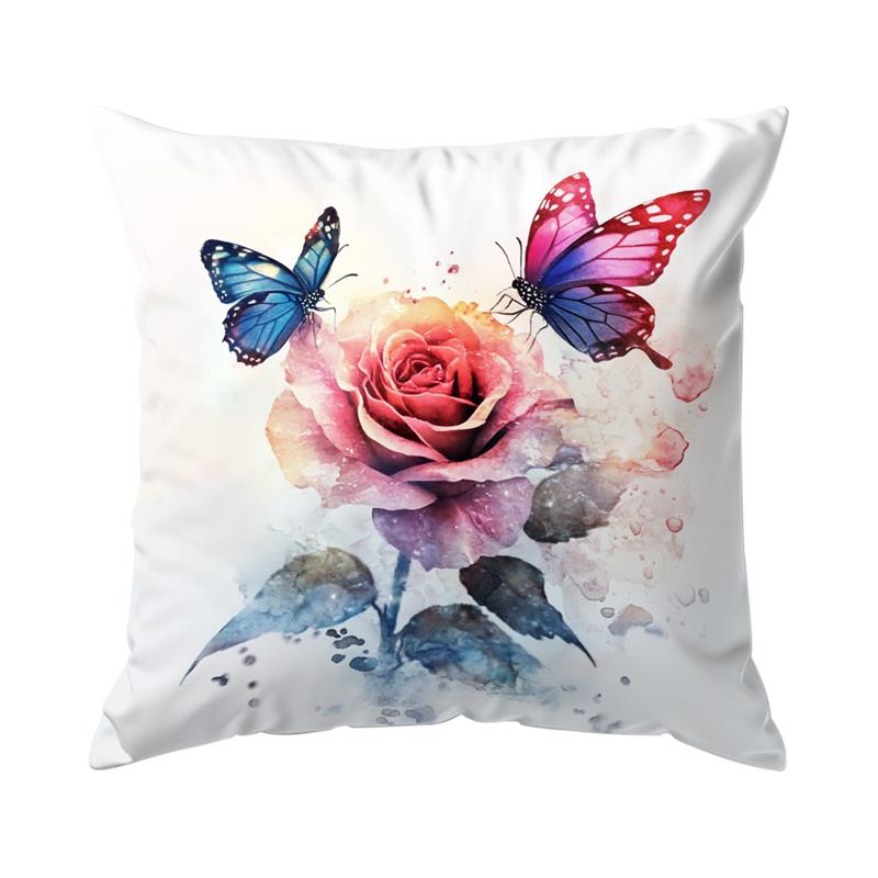 Rose Flower Butterfly Printing Classic Sofa Decorative Throw Pillow Cover Modern Living Room Decorative Sofa Cushion Cover Home