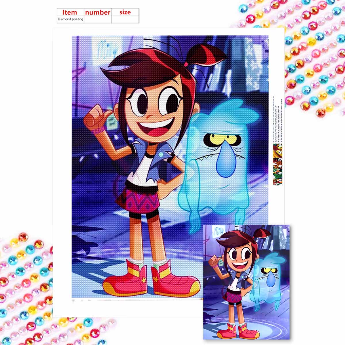 

Алмазная живопись своими руками Призрак и маленькая девочка Набор для вышивания крестом Мозаичное искусство Алмазная живопись Полный круг Алмаз Домашнее украшение Round 20x30cm