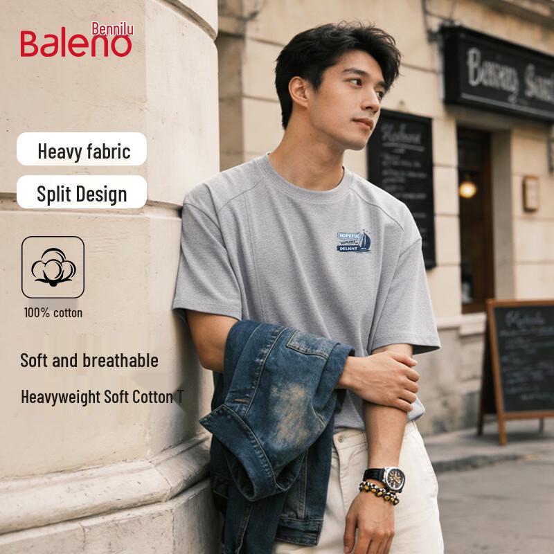 Baleno Men s Heavyweight Cotton Short-Sleeve T-Shirt M