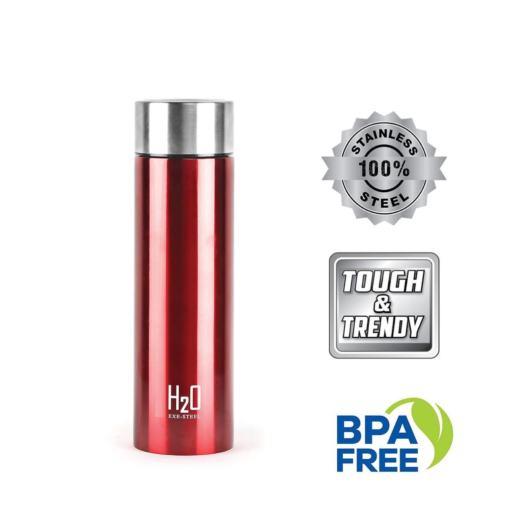 Stainless Steel Water Bottle 1000ml, Red | ISI Certified | Single Wall |Leakproof, Rust-Proof | Food Grade, Easy to Carry | Ideal for Fridge