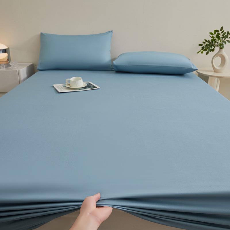 

New Solid Color Cotton Fitted Sheet, Single Piece Student Dormitory, Available for All Seasons, Washable Fitted Sheet, Fully Wrapped 90 * 200 + 20cm single bed hat