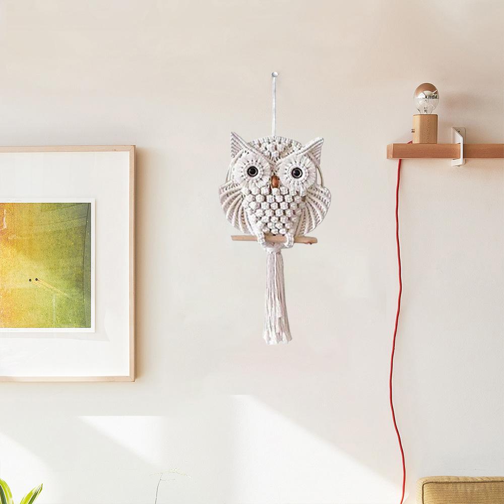 Handmade Macrame Owl Pendants Bohemian Home Decor Wall Art for Teen Girls Room Decor