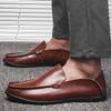 Klassische Herren Lederschuhe Flache Slipper Atmungsaktive Loafer Britischer Stil Business Formell Mokassins Stadtwanderung Freizeitschuhe für Herren
