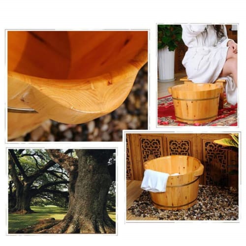 Holzfußbad-Eimer, Hinoki-Holz-Fußbadewanne, Dicker Fußbad-Eimer, Einfach zu bedienen, für den Heimgebrauch (26cm Hoch x 36cm Durchmesser)