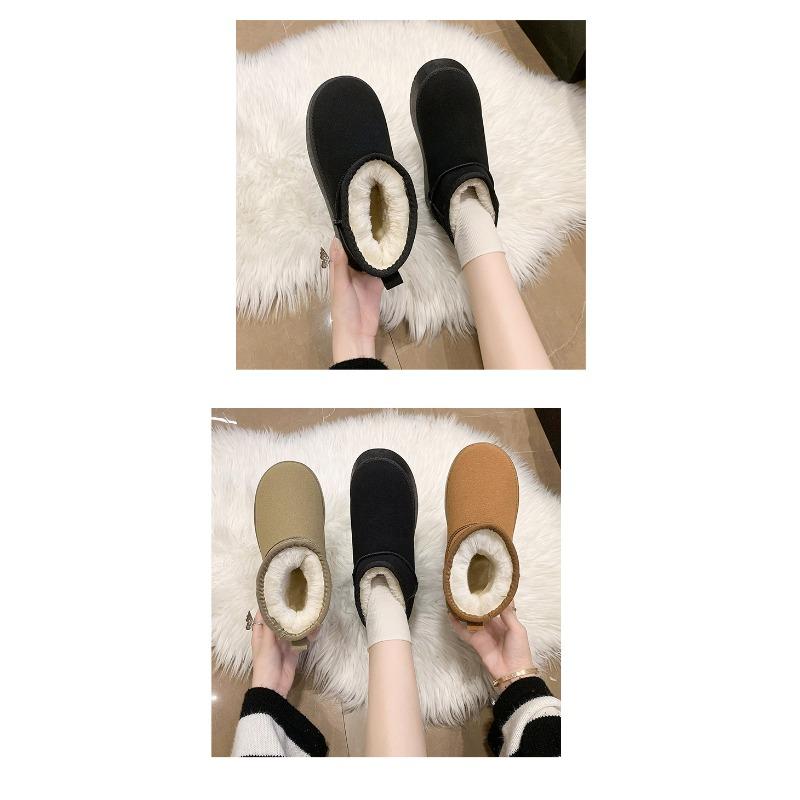 Winter New Snow Shoes Plus-size Flat Short Shoes for Women with Fleece and Thickened Warm Snow Boots for Women