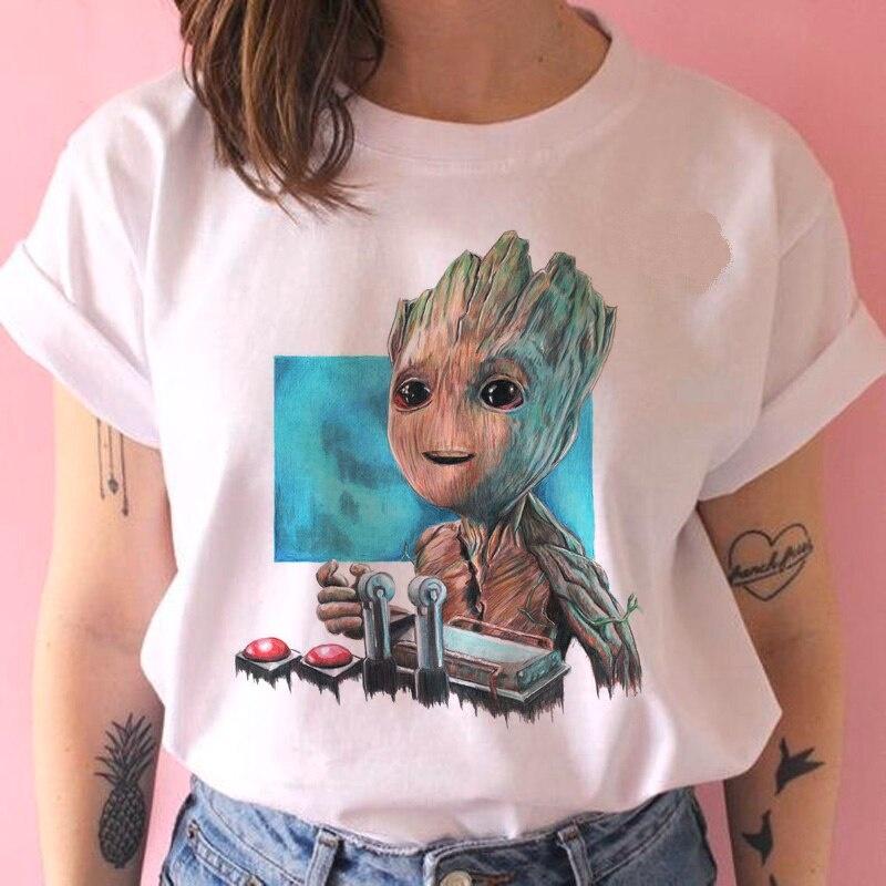 

Забавная модная футболка Baby Groot 90S с героями мультфильмов, женская одежда, японская футболка унисекс Harajuku Ulzzang