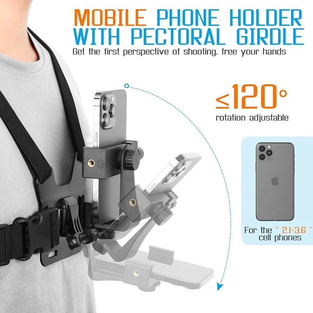1 PC Einstellbare Telefon Clip Halter Mit Brustgurt Fixierung Halterung für Sport Kamera Handy Kamera Schwarz Halter Zubehör