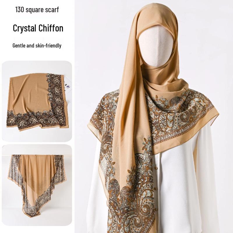 Damenmode 130x130 Seidenähnlicher Gaze Quadratischer Schal Stola - High-End, Leichtgewicht, Langer Schal